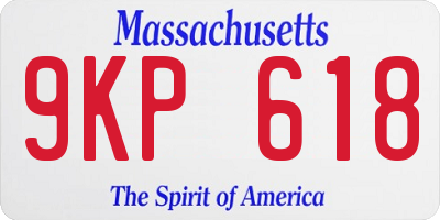 MA license plate 9KP618