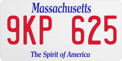 MA license plate 9KP625