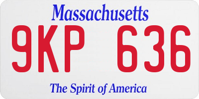 MA license plate 9KP636