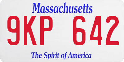 MA license plate 9KP642