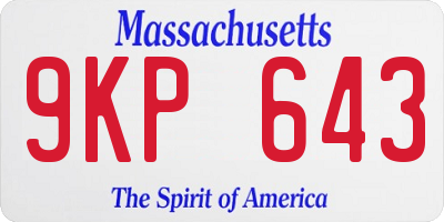 MA license plate 9KP643