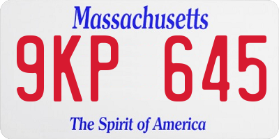 MA license plate 9KP645