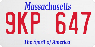 MA license plate 9KP647