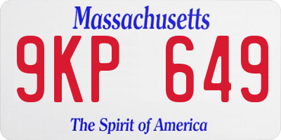 MA license plate 9KP649