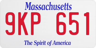 MA license plate 9KP651