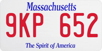 MA license plate 9KP652