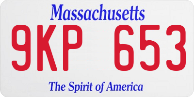 MA license plate 9KP653