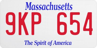 MA license plate 9KP654