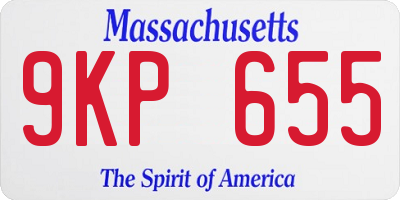 MA license plate 9KP655