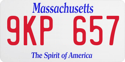 MA license plate 9KP657