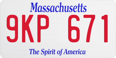 MA license plate 9KP671
