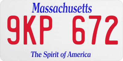 MA license plate 9KP672