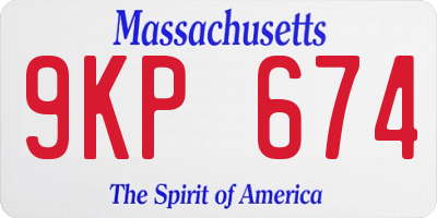 MA license plate 9KP674