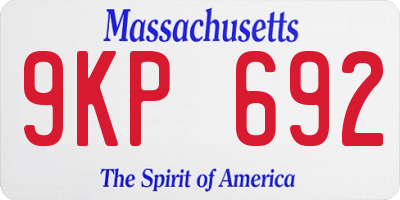 MA license plate 9KP692