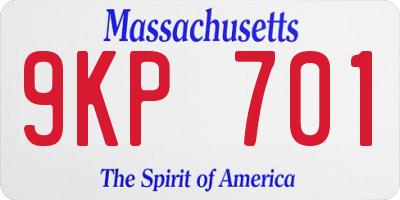 MA license plate 9KP701
