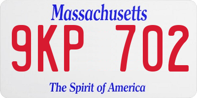 MA license plate 9KP702