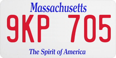 MA license plate 9KP705