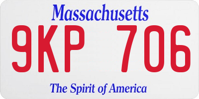 MA license plate 9KP706
