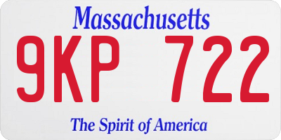 MA license plate 9KP722