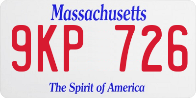 MA license plate 9KP726