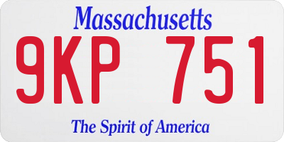 MA license plate 9KP751