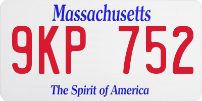MA license plate 9KP752