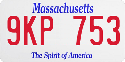 MA license plate 9KP753