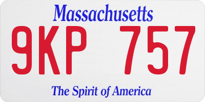 MA license plate 9KP757