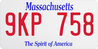 MA license plate 9KP758
