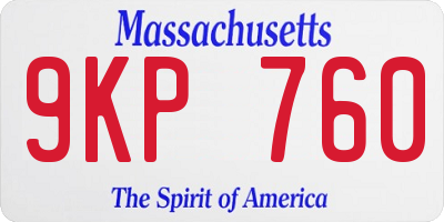 MA license plate 9KP760