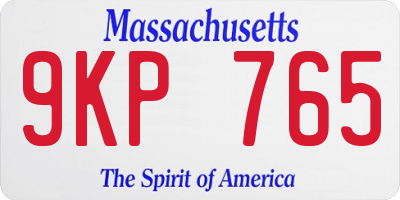 MA license plate 9KP765