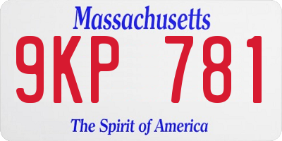 MA license plate 9KP781