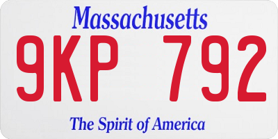 MA license plate 9KP792