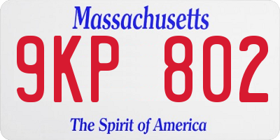 MA license plate 9KP802
