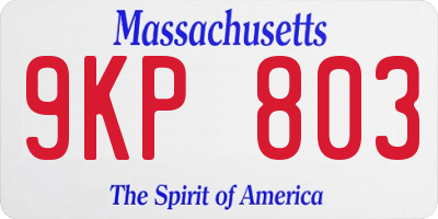 MA license plate 9KP803