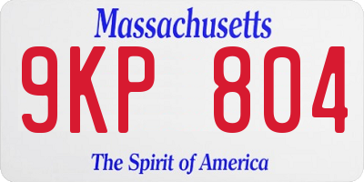 MA license plate 9KP804