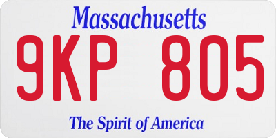 MA license plate 9KP805