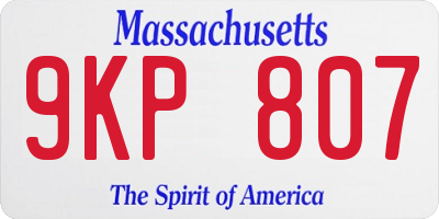 MA license plate 9KP807