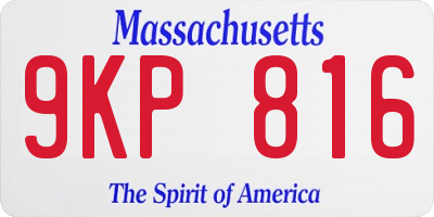 MA license plate 9KP816