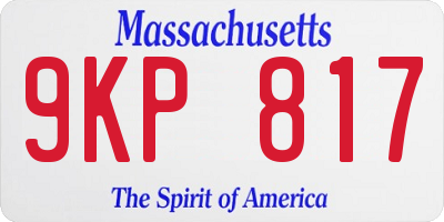 MA license plate 9KP817