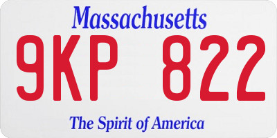 MA license plate 9KP822