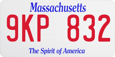 MA license plate 9KP832