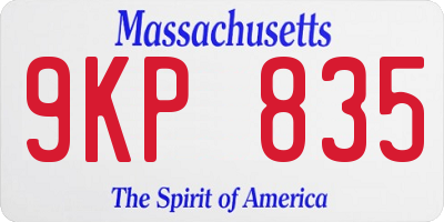 MA license plate 9KP835
