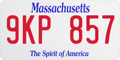 MA license plate 9KP857