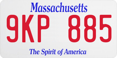 MA license plate 9KP885