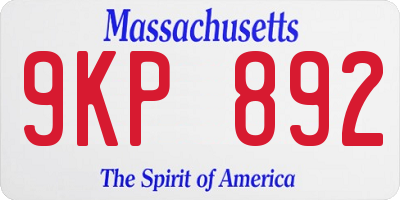 MA license plate 9KP892