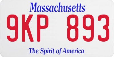 MA license plate 9KP893
