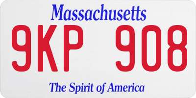 MA license plate 9KP908