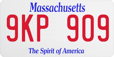 MA license plate 9KP909
