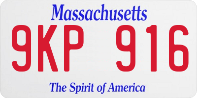 MA license plate 9KP916